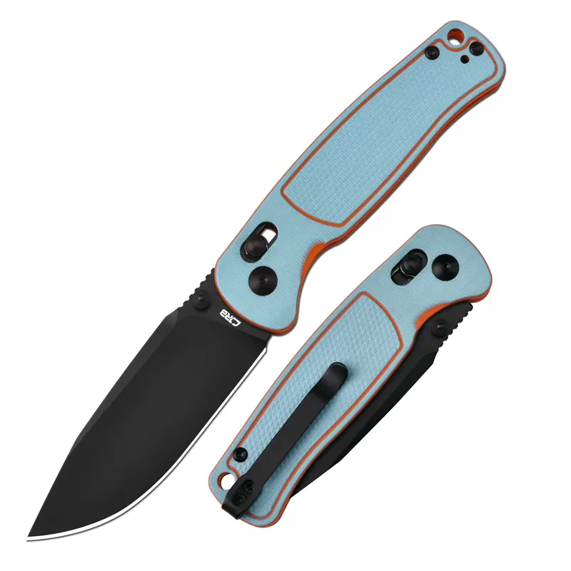 CJRB Shale Folding Pocket Tactical Knife - 3.15in AR-RPM9 Stainless Steel Blade, Black PVD Finish, Dual-Tone G10 Handle, Crossbar Lock, Clip, 80g Glass Reinforced Nylon Component, EDC Gear for Adults, Survival Gear for Hiking