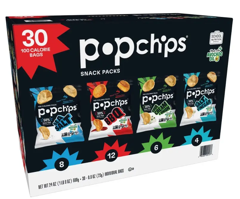 Popchips Variety Pack Chips, 0.8 oz., 30 pk.
