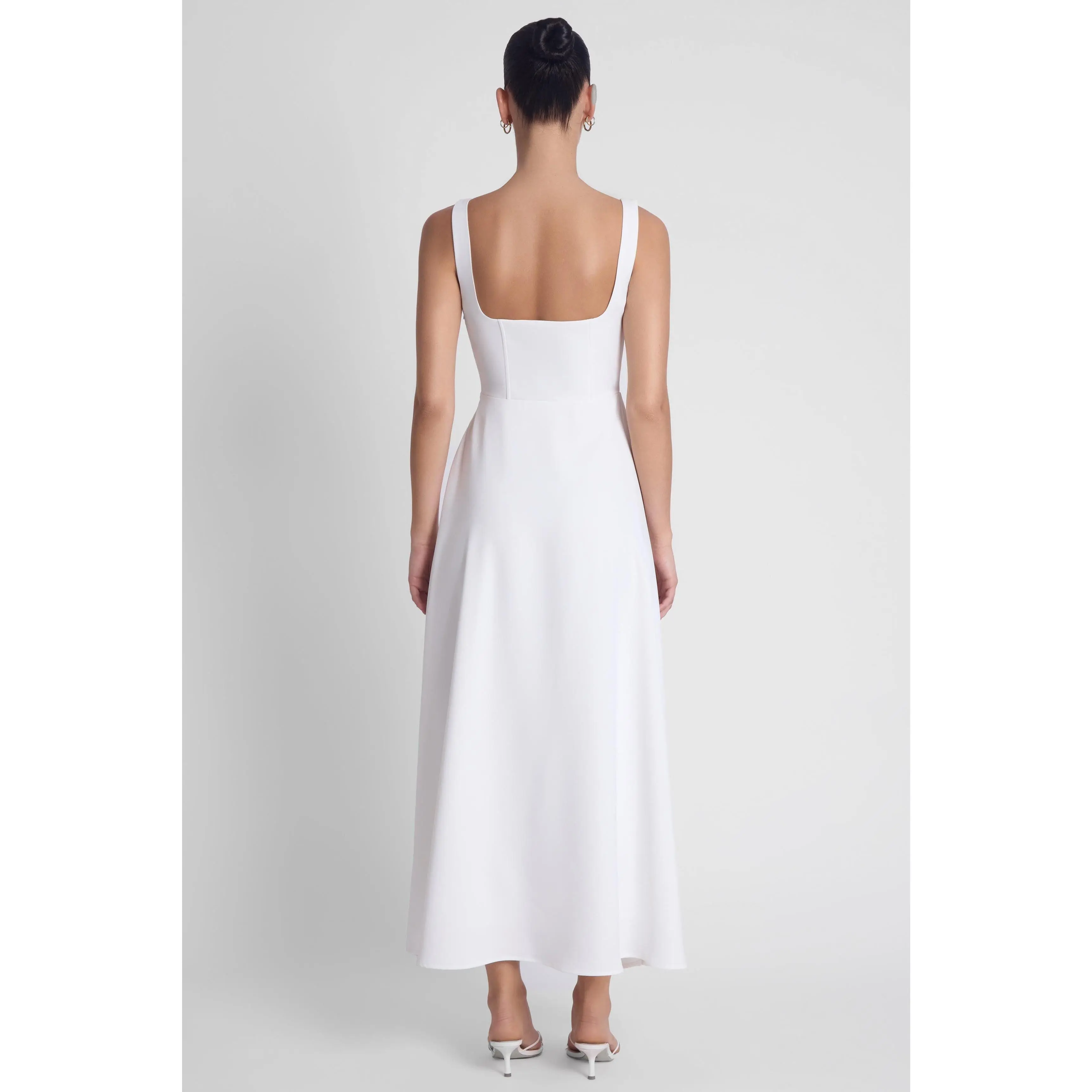white apron dress 1990s Prada White Cotton Apron Pinafore Dress w Pockets main image 0
