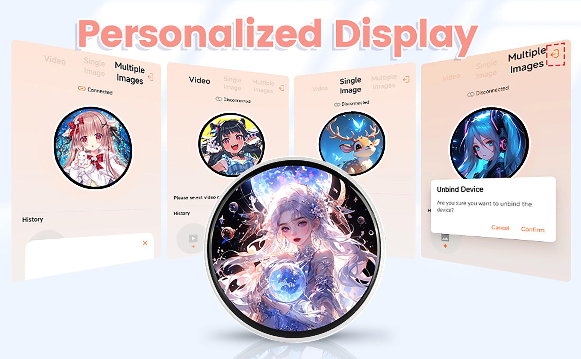 Customizable Smart Digital Display Badge (E-Badge) with IPS Touchscreen, Bluetooth Photo/GIF Upload, Wearable Portable Screen Pin, 8 Hours Battery, Perfect for Self-Expression & Fashion