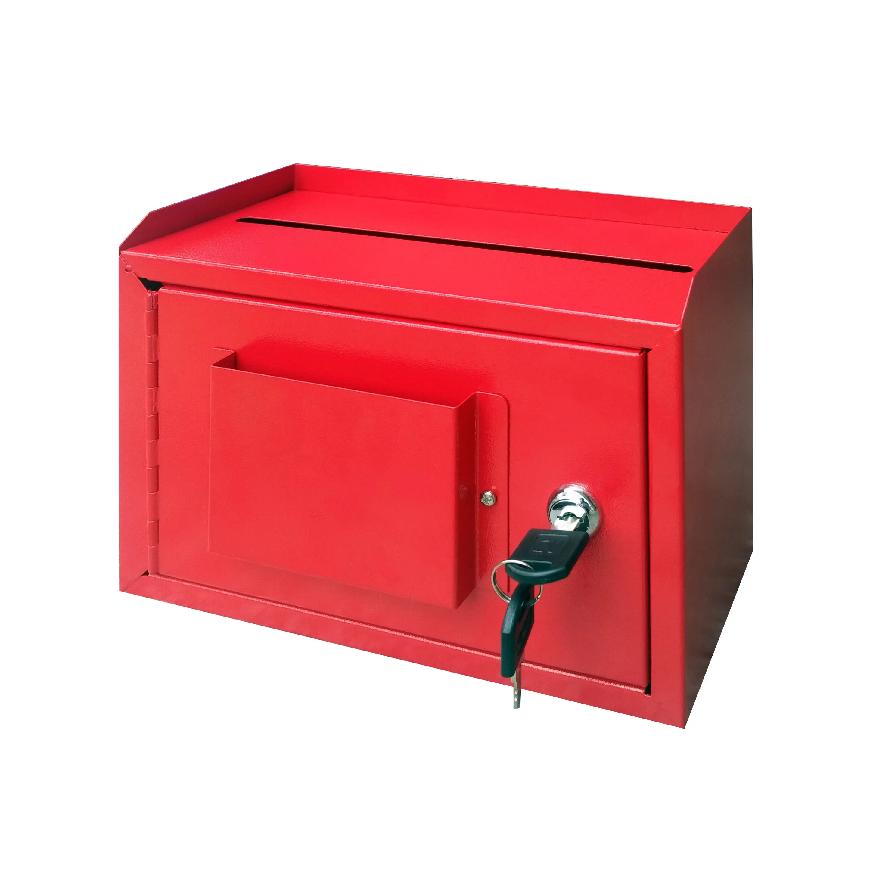 FixtureDisplays® Wallmount Cash Box Desktop Donation Box Mail Suggestion Collection FundrasingBox 15211 red