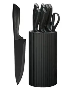 Knife Set, 8-Piece Kitchen Knife Set for Chef, Sharp Knife Set with Universal Knife Block, Anti-Rust Kitchen Knife Block Set, (Black) Stainless Steel Cutting  Our Green Life-USA