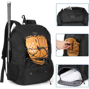 Baseball Backpack, Softball Bat Bag with Shoes Compartment for Youth, Boys and Adult, Lightweight Baseball Bag with Fence Hook Hold TBall Bat, Batting Mitten, Helmet, Caps, Teeball Gear