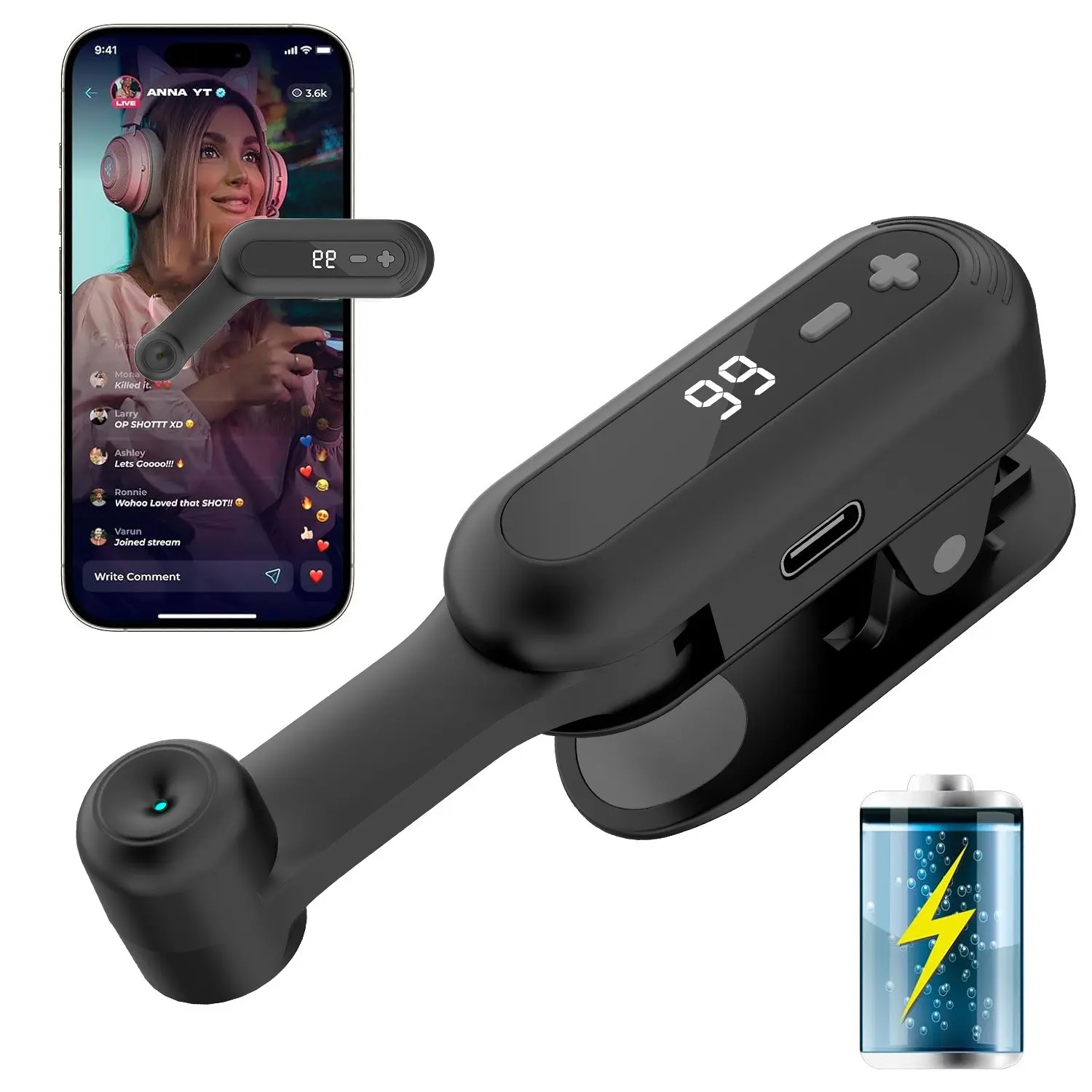 Smartphone Auto Clicker, Mobile Screen Device Speed Clicker for Android iOS Apps, Adjustable Speed Physical Clicker for Gaming, Reading, Live Streaming, Accessories, Cable, Mobile Gaming Controller