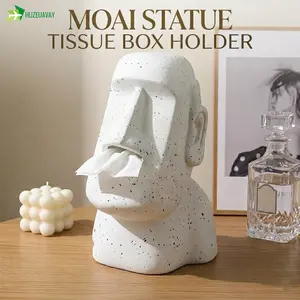 Moai Statue Tissue Box Holder, Creative Island Human Figure Napkin Storage for Home Office, Mouth Tissue Dispenser, Decorative Ornament, Glasses & Headphone Holder