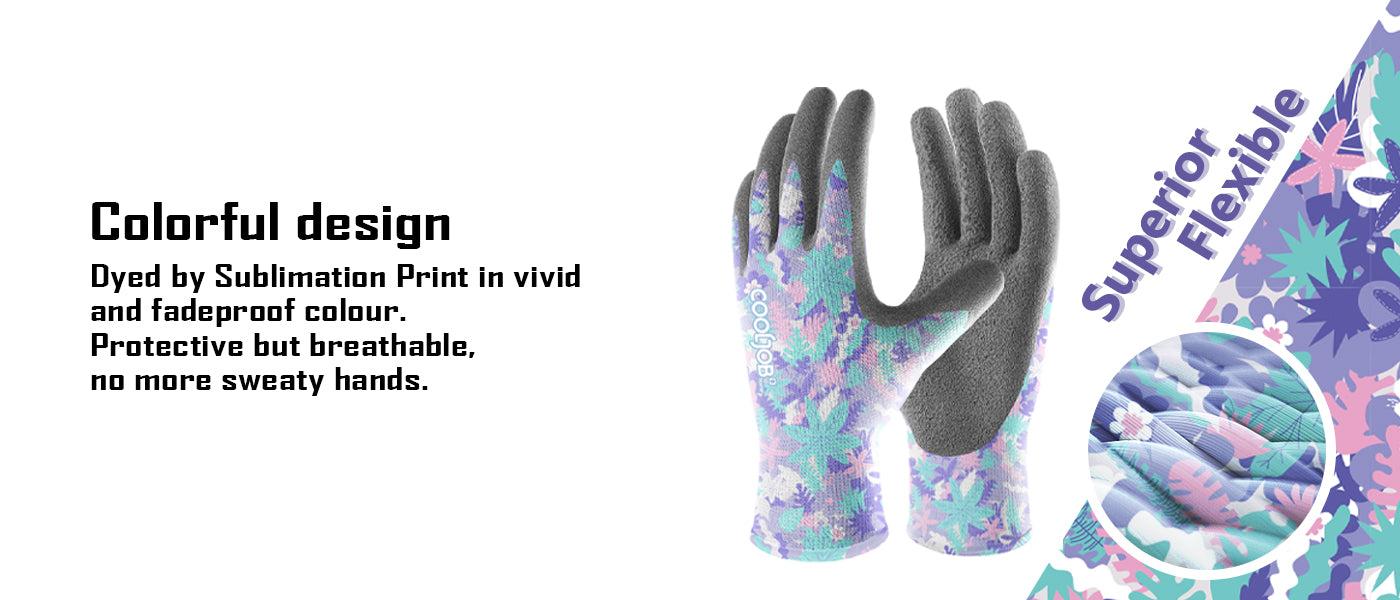 COOLJOB 2/6 Pairs Colorful Gardening Gloves for Women Ladies, Breathable Rubber Coated for Yard Garden