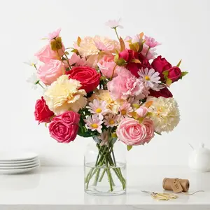 DIYGift, Mother's Day gift Artificial Carnation Flowers - Flowers with Stems  Eternal Roses Bouquet Anniversary Birthday Valentines Gifts for for Home Decor, Wedding, Bridal Bouquet, Anniversary, Birthday and Floral Arrangements filler Outdoor Realistic