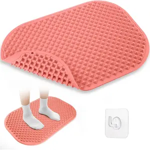 Upgrade Silicone Foot Massage Mat, Large Reflexology Mat for Feet Relaxation, Portable Foot Acupressure Mat with Dual-Side Usage, Foldable Standing Desk Mat for Pain, Fatigue Relief(Pink-XL)