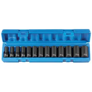 212 MAIN 13Pc 0.38 in. Dr 6Pt Metric Semi-Deep Alloy Steel Impact Socket Wrench Set, High Torque Repair Tool for Tight Areas, Cycling Equipment, Impact Socket Set