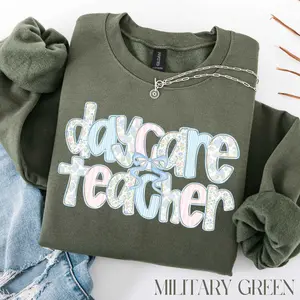 Daycare Teacher T-SHIRT / Sweatshirt, Childcare Gift, Daycare Life Sweater, Daycare , Daycare Teacher Gift Cotton Fabric