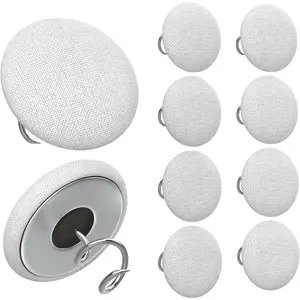 Bed skirt pins, flax-covered buttons, twist pins; sofa cover twist pins; upholstery pins for bed skirts; armchair caddies; armrest covers (12, white)
