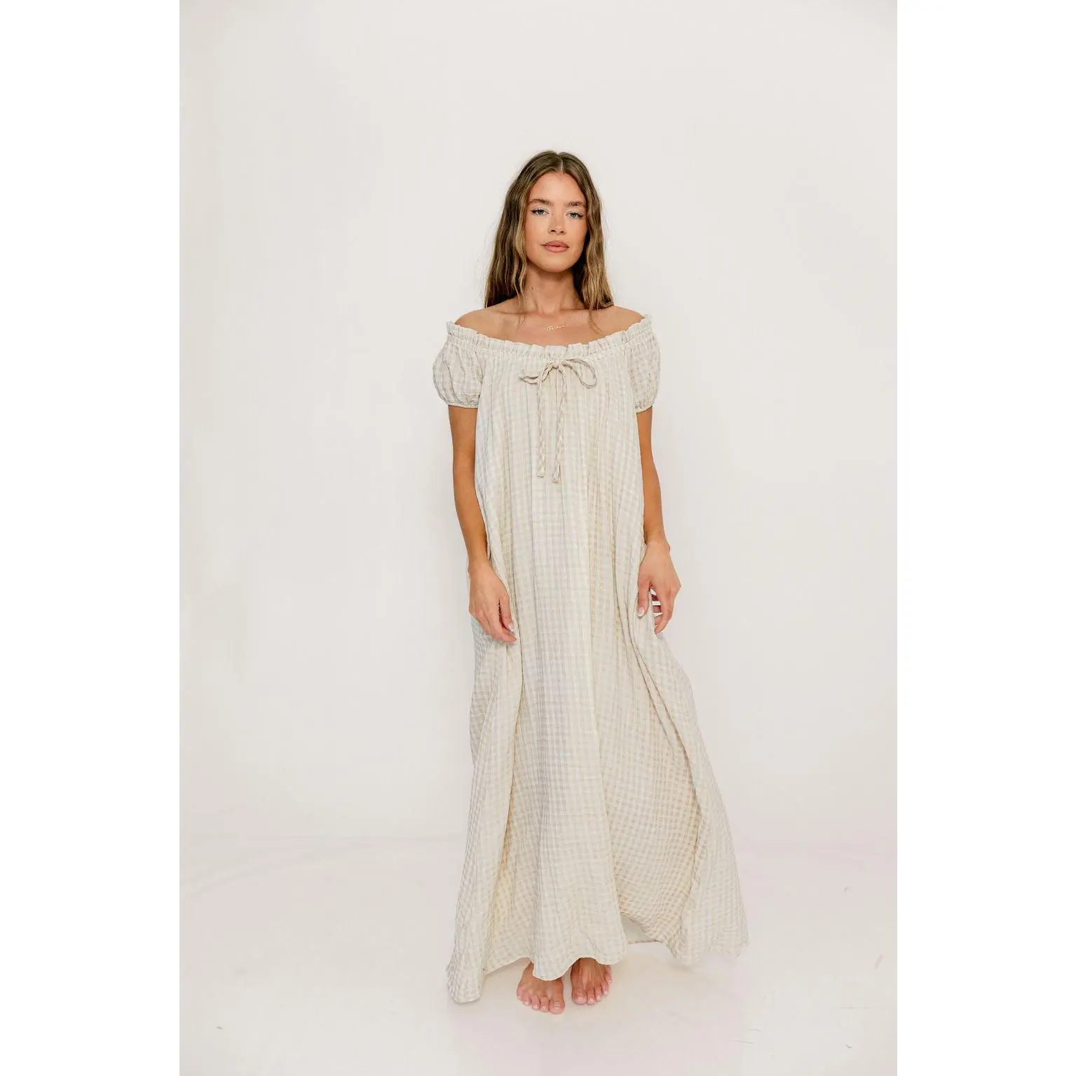 Ensley 100% Cotton Maxi Dress in Rose Plaid - Bump Friendly