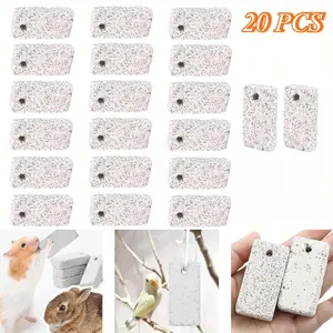 20 Pcs Small Animal Pet Lava Bites Chews Toy Teeth Grinding Block Mineral Calcium Stone for Hamsters Parrot Chinchillas Rabbits