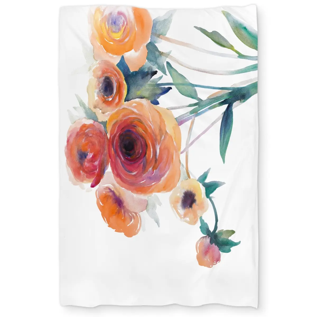 360 Stand Decorative Duvet Cover, Twin Extra Long Size, Watercolor Flower Botanical Art Floral Print Bedding, Breathable Microfiber Face for Home Decor, Botanical Duvet Covers, Artwork, Aesthetic