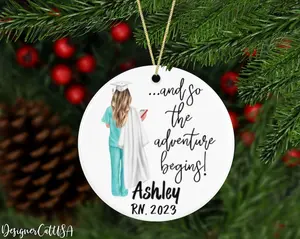 New Nurse Gift, Personalized Nurse Graduation Ornament, Custom Name Registered Nurse Keepsake, BSN Nursing Graduation