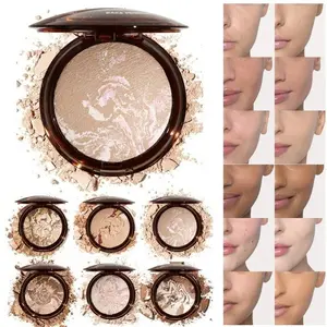Waterproof Sweat-Proof Long-Lasting Setting Powder, Six Color Options, Marble Design, Strong Concealment, Fine Powder Easy Application