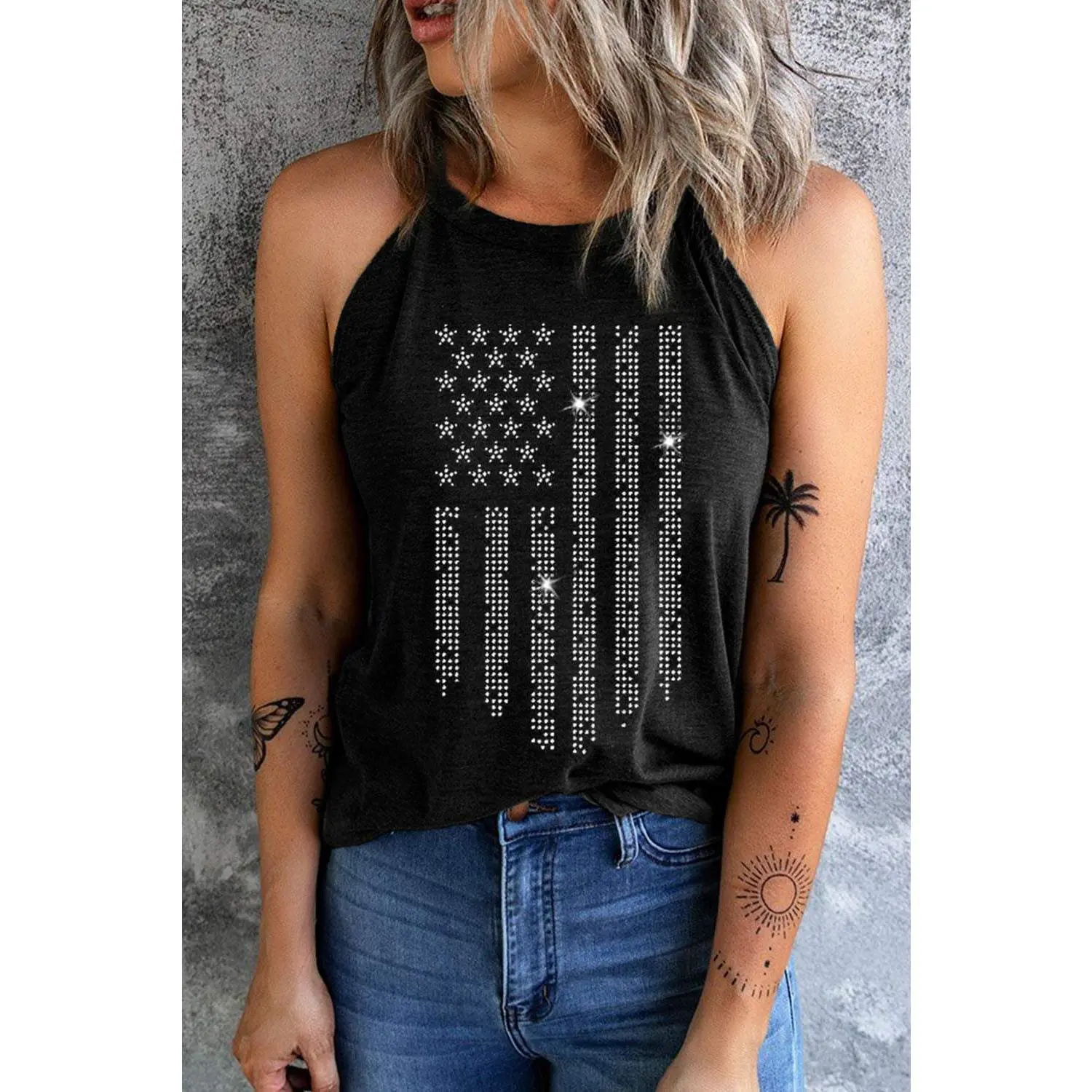 Graphic Grecian Neck Tank