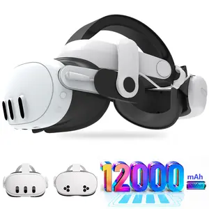 12000mAh Battery Head Strap for Oculus/Meta Quest 3/3s, Extended Playtime VR Accessories, Adjustable Comfort Design, Lightweight, Enhanced Gaming Experience (White_S4)