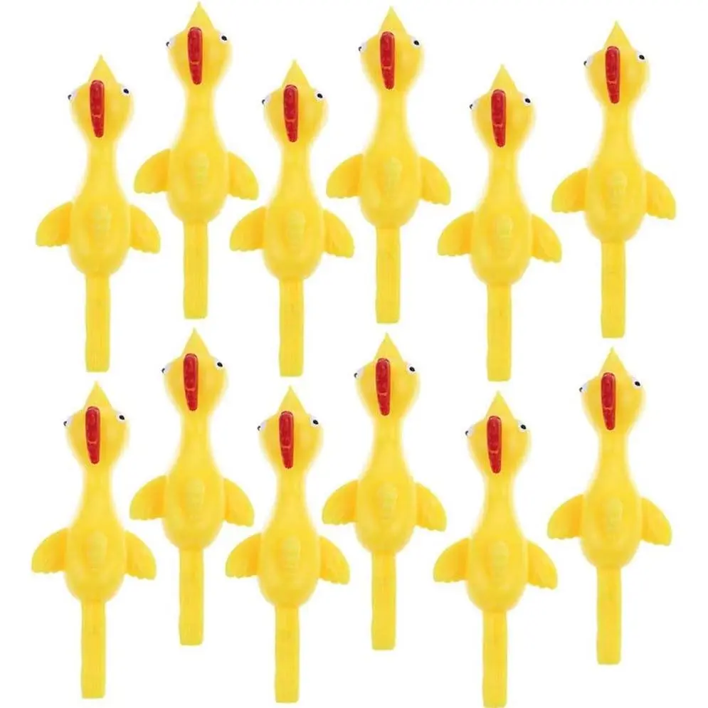 16-Pack Unisex TPR Safe Stretchy Sticky Rubber Chicken Toys, Easy-to-Wash Funny Novelty Gag Toys for Kids Outdoor Play, Party Favor Easter Gifts (16 Packs Stretchy Funny Rubber Chickens)