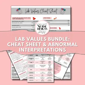 Lab Values Nursing Cheat Sheet Study Guide Includes BONUS Electrolytes Cheat Sheet