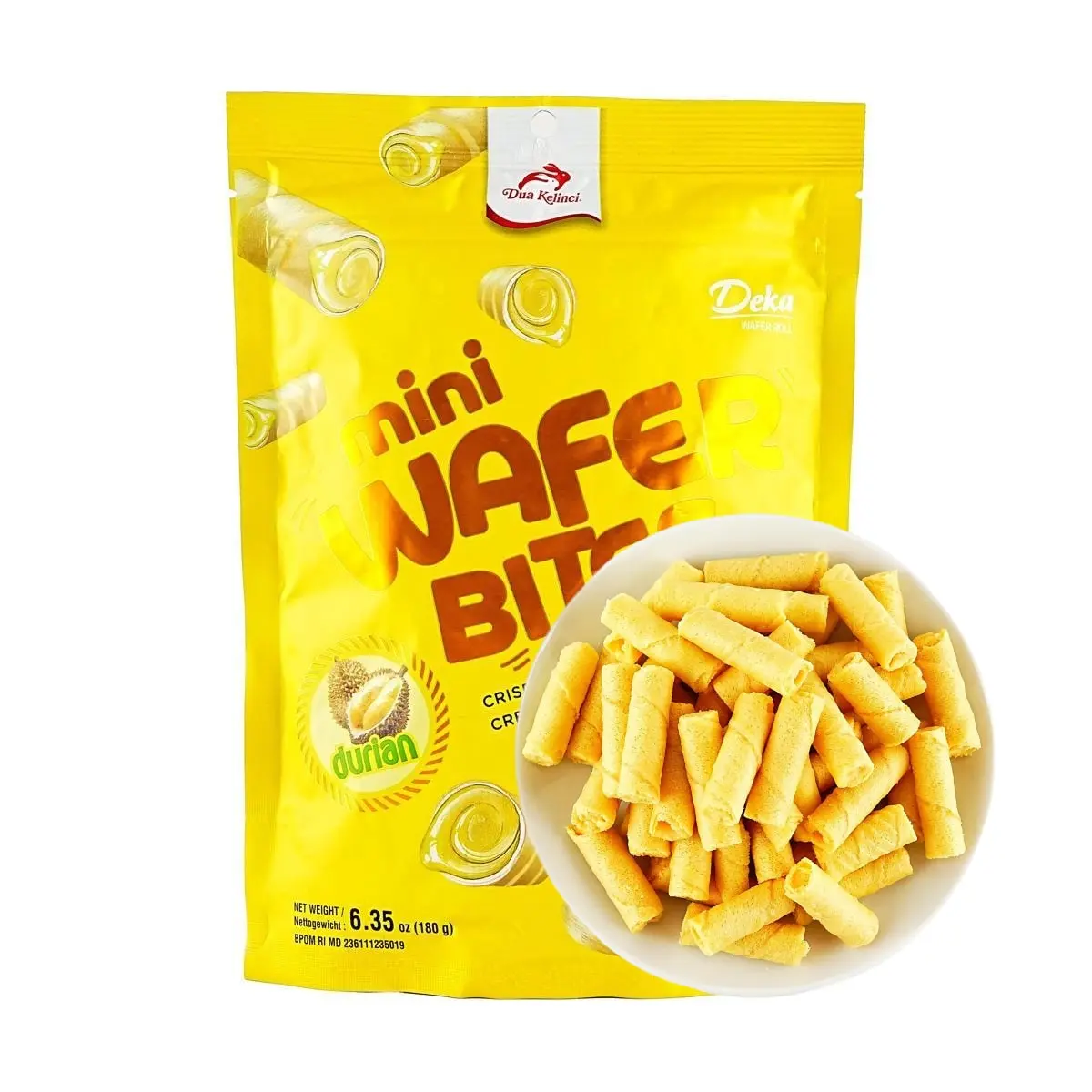 JANS Indonesia DEKA Mini Waffle Wafer - Durian Flavor 180g - Crispy Snack for Snack Lovers