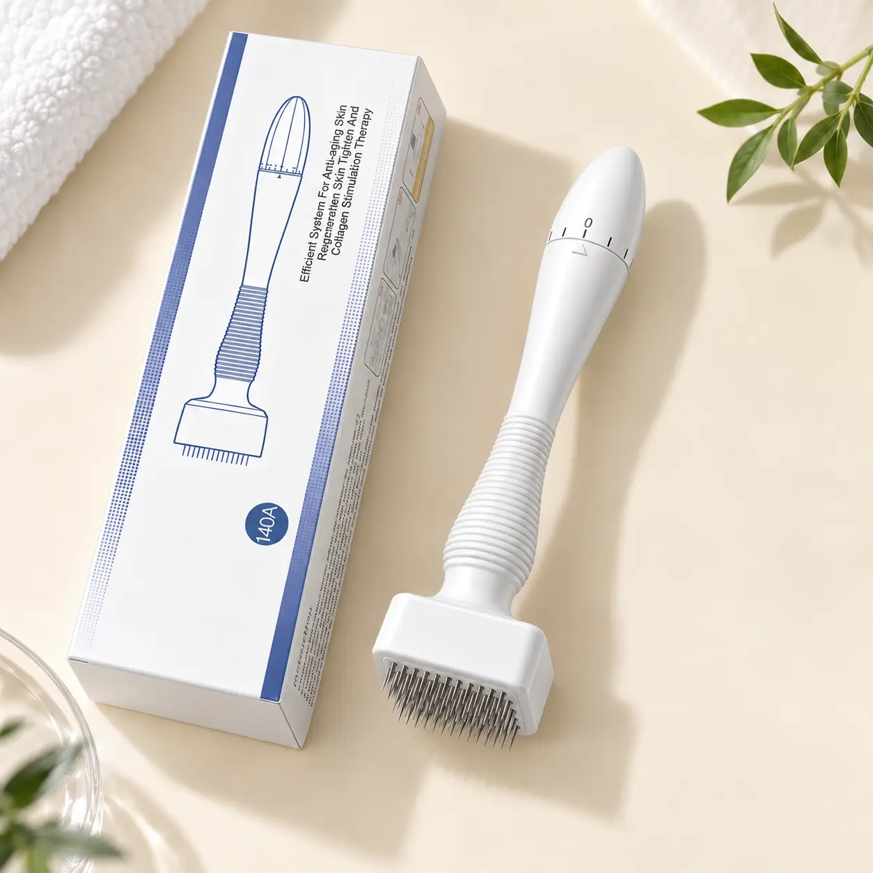 140-Needle Adjustable Skin Stamp, Precision Face & Scalp Skincare Tool with Custom Needle Length, Ergonomic Beauty Tool for Men & Women