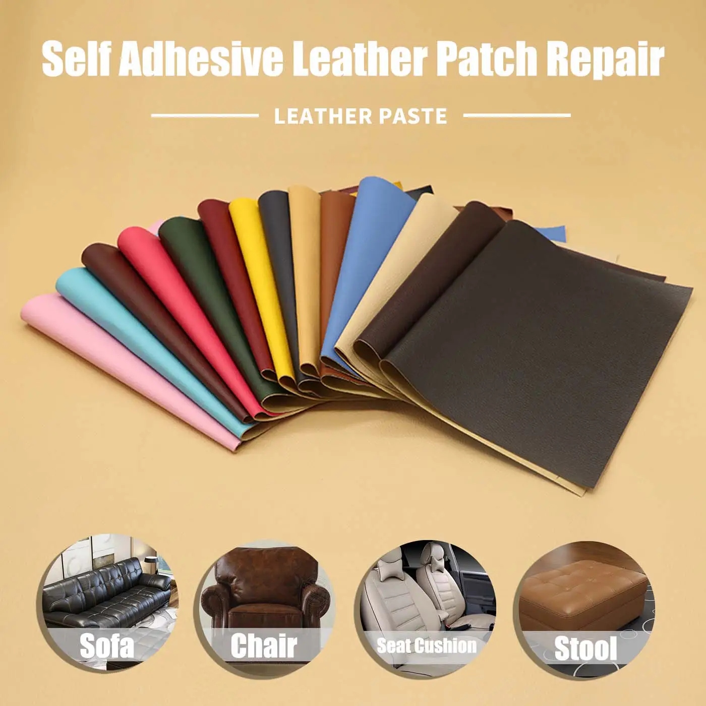 Leather Repair Patch Tape Kit Self Adhesive Leather Repair Patch for Furniture, Couch, Sofa, Car Seats,Office ,Handbags