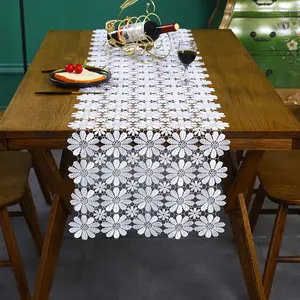 Embroidered Lace Table Runner, Vintage Home Decor, Elegant Dressing Table Scarf, Desktop Protection, Kitchen Cafe Dining Tableware