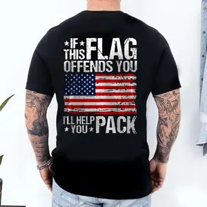 100% Cotton Summer T Shirts Mens Patriotic American Flag T Shirt Graphic Tee Black Shirt With Soft Breathable Cotton Crewneck Casual Shirt