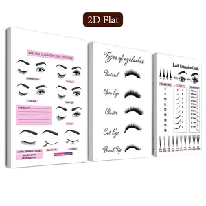 3 Piece Framed Eyelash Wall Art Set, Curled Lashes Canvas Poster, False Eyelash Guide, Classroom Decor, Home Office Bathroom