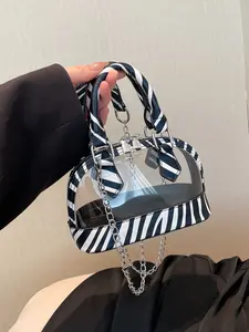 Transparent Mini Handbag, Jelly Bag, Fashionable Simple Metal Chain Shoulder Bag, Crossbody Bag, Shell Bag, Ideal for Vacation, Travel, Daily Use, Clear Crossbody Bag