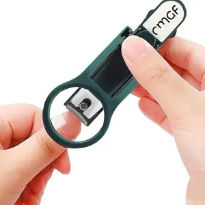 Nail Clipper with Magnifying Glass, Manicure-3X Magnifier for Precise and Safe Trimming, Stainless and Sharp Blades for Hard Nails, a Case for Storing Nail Clippings, Christmas Gift for Parents and Low-vision Users, Pedicure Care Tool