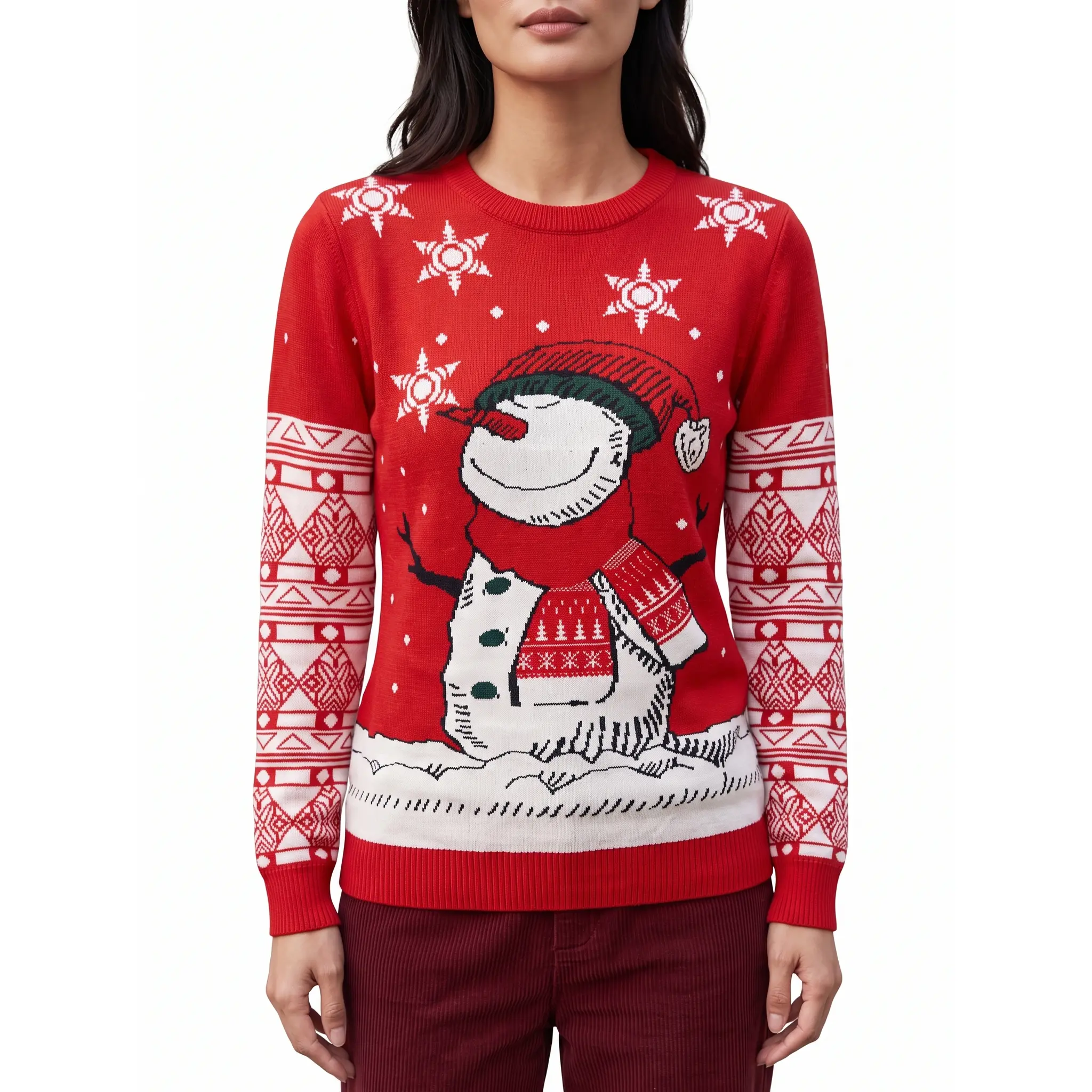 Women's Festive Christmas Sweater, Crew Neck Long Sleeve Winter Top for Family Gatherings and Cozy Nights