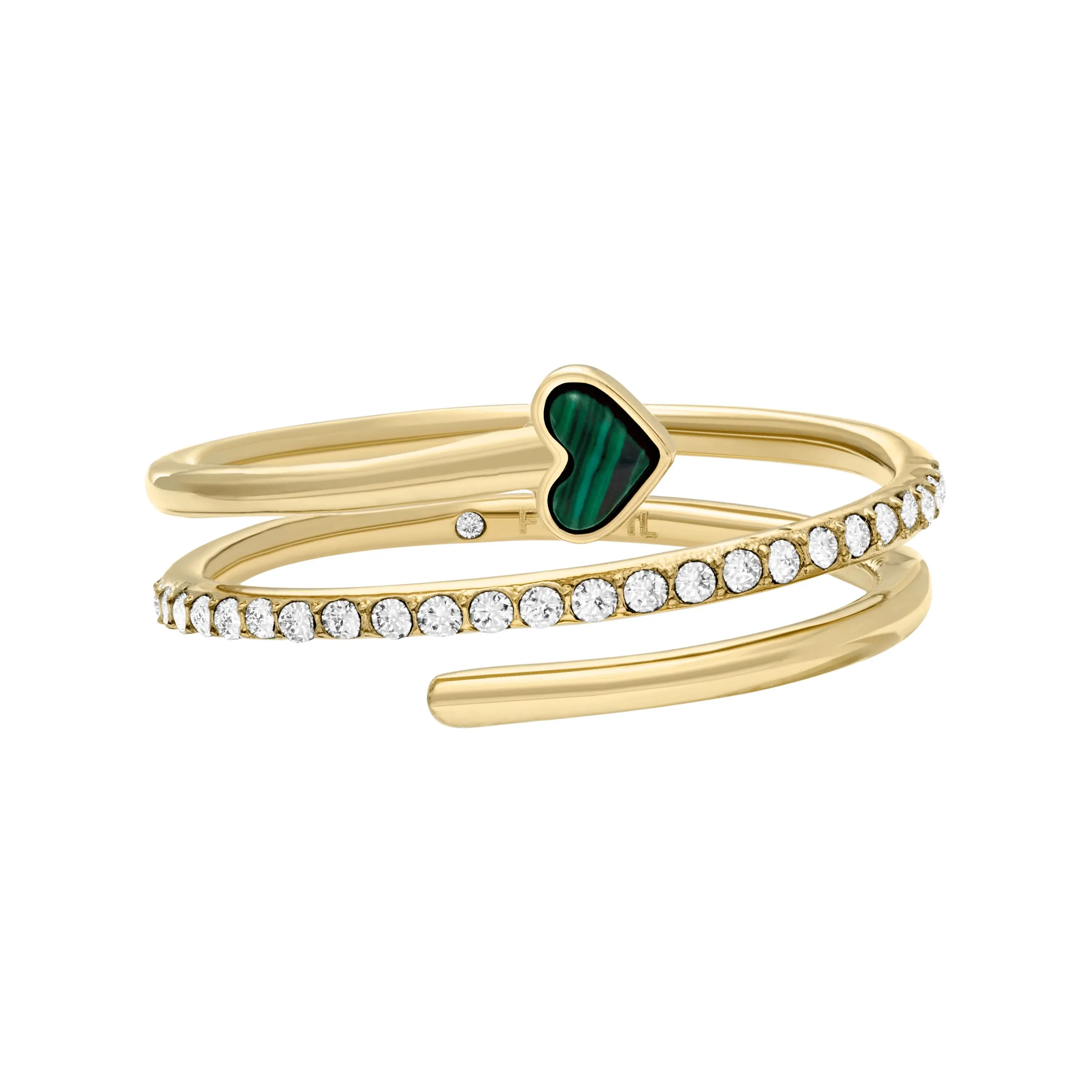 Fossil Women's Sutton Modern Meadows Reconstituted Malachite Prestack Heart Ring