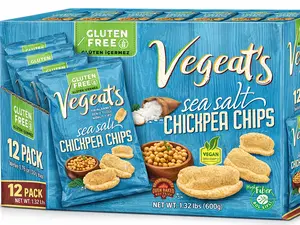 Chickpea Chips 12 Pack Gluten Free Vegan High Protein Snack Sea Salt Baked 50g
