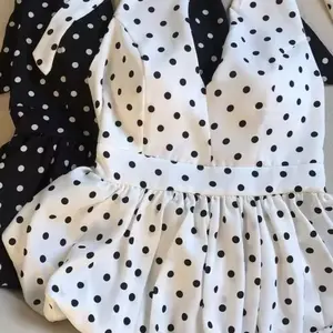 Polka Dot Shirts - White & Black Polka Dot Design, V-Neck, Sleeveless, Casual Style, Perfect for Everyday Wear