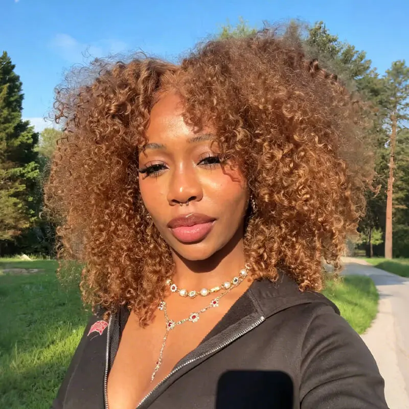 ISEE HAIR Honey Brown Kinky Curly 9x6 M-Cap Lace Closure Wig Pre-Cut Lace Wear-Go Beginner-Friendly Curly Wig  #TikTokShopBackToSchool #SohoChic summer hairstyles