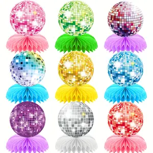 9 PCS Disco 3D Honeycomb Centerpiece Decorations Table Decorations Neon Night Birthday Hip Hop Props Nostalgic Birthday Party Supplies Party Decorations