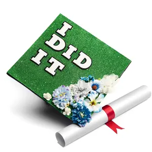 Handmade Graduation Cap Topper Graduation Gifts Graduation Cap Decorations, I Did It Green