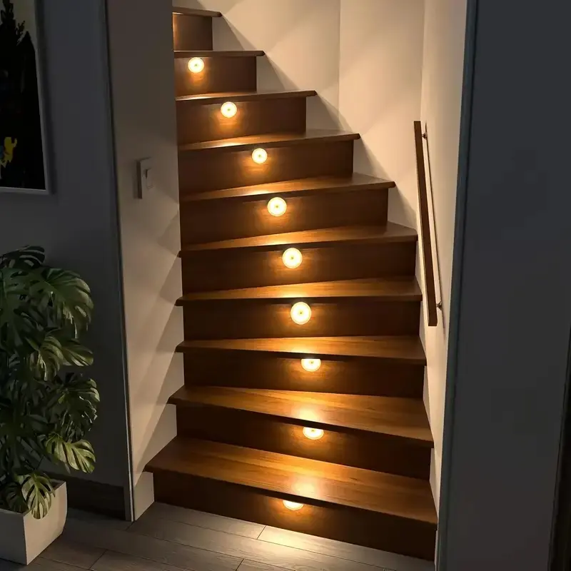 8led Step Light with Pir Motion Sensor, USB Rechargeable Night Lamp for Staircase, Bedroom, Corridor and Bathroom Lighting, Home Decor Light, Indoor Decorative Light, Modern Night Lights, Led Nightlight, Interior Led Lights