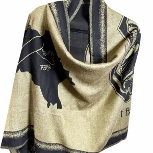 Wool Shawl Lohi Elegant khaki brown with Black Accents Unique Text Design Featuring Hari singh nalua  Figure & soormya di Dharti for Stylish Sikh Wear