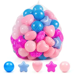 Rainbow Ball Pit Balls 100-Count 5 Tones Star Heart Circle 2.2 Inches Non-PVC Durable Fun Playtime for Boys Girls Safe Child-Friendly Materials Mini Basketball Game Motor Skill Training - Colorful