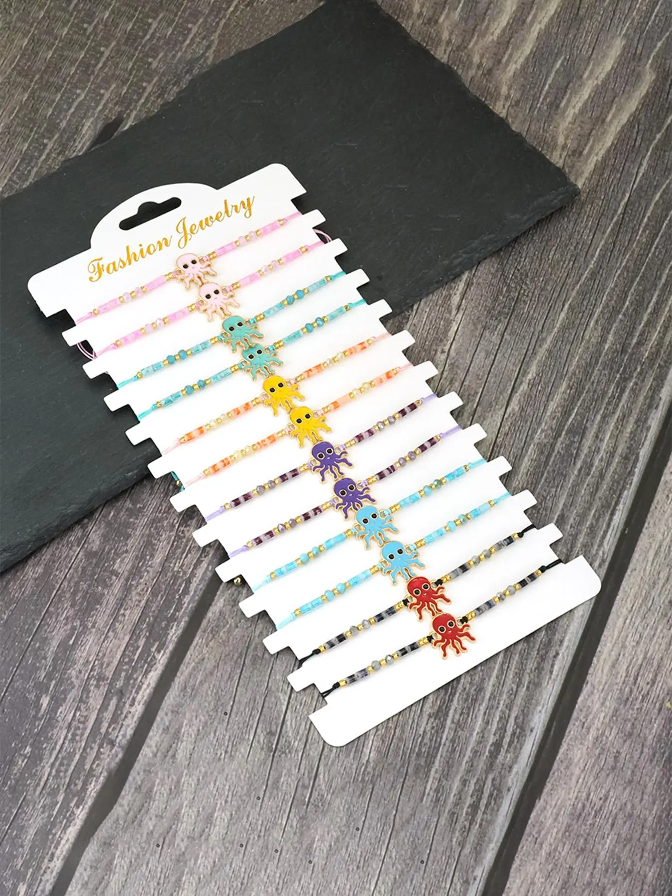 Cute Octopus Design Bracelet, Adjustable Woven Cord Bracelet with Beads, Fashion Jewelry Accessories for Women & Girls