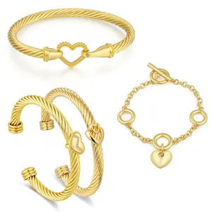 MYTYS Celestial Sun & Moon Matching Bracelet Set - Elegant Anti-allergic Jewelry for Couples, Adjustable Cuff & Chain, Perfect Gift for Women & Girlfriends - Trendy Jewellery Accessories