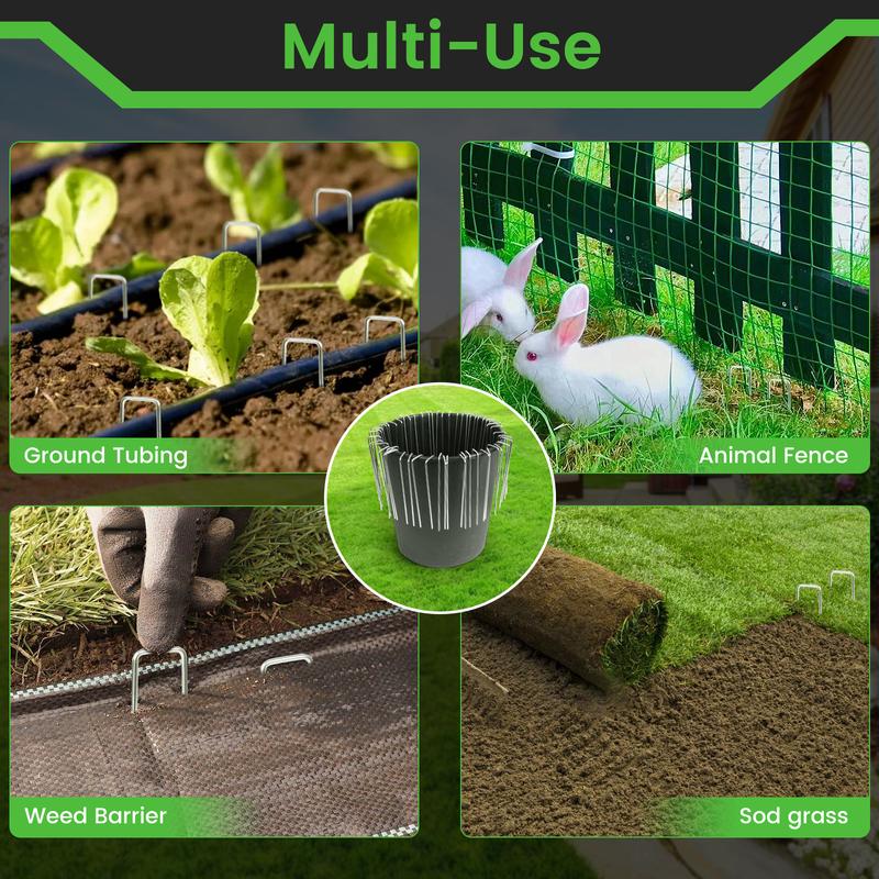 WOEDEN 6" Galvanized Landscape Staples 10 Gauge U-Shaped Garden Stakes for Weed Barrier Durable Growing Tray Drip Irrigation & Holiday Decorations 120/200 Pcs
