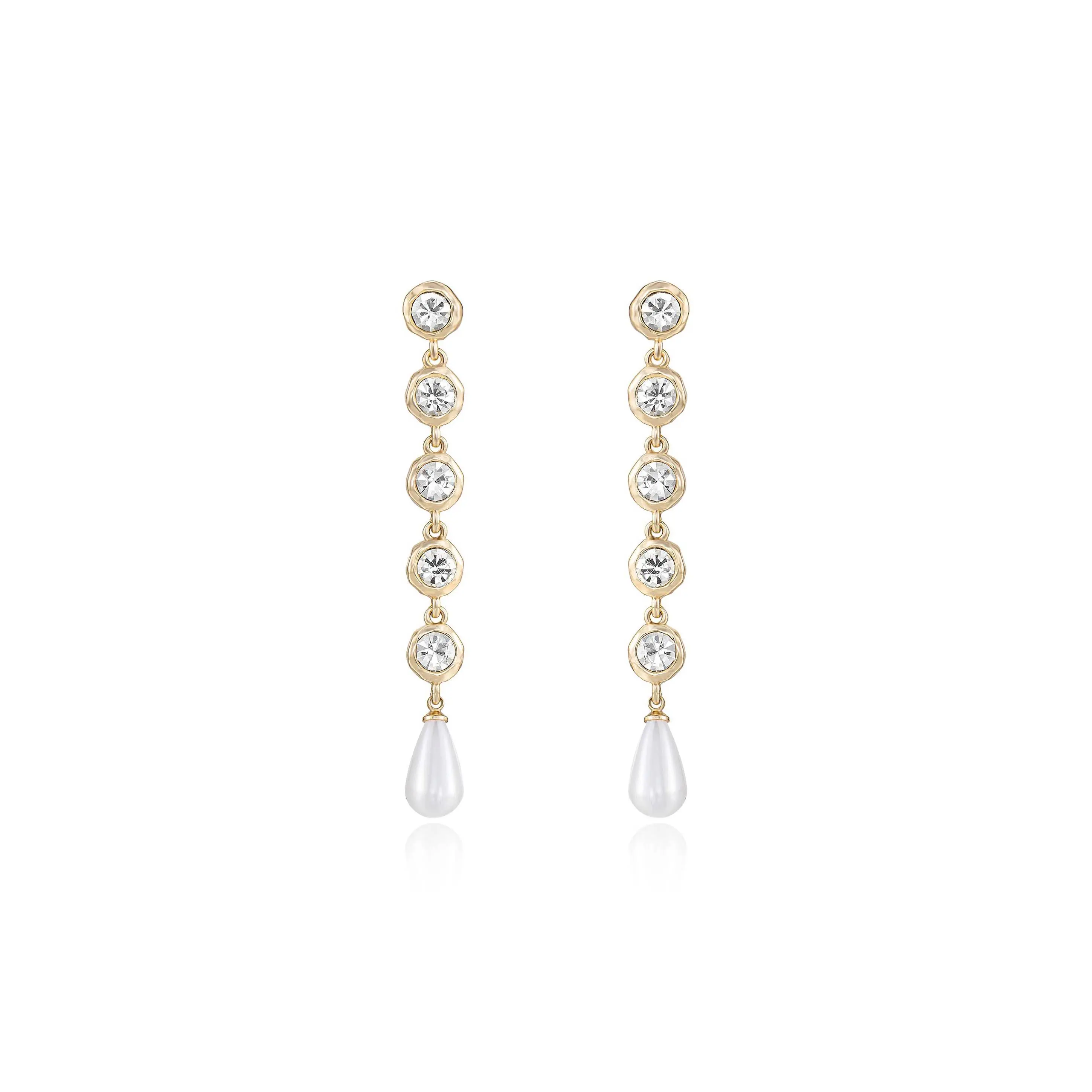 Ettika Elegantly Modern Dangle Earrings with Clear Stones and Pendant
