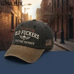 100% Bitter Old F*ckers Club Lifetime Member Wash Hat,Black+Coffee,Funny Pigment Low Profile Cap for Men, Perfect Sarcastic Gift for Dad Grandpa Husband or Friends, Vintage Comfort Baseball Hat for Everyday Wear