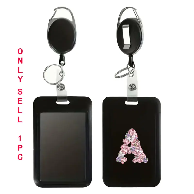 Personalized Plastic Card Set, Employee Badge with Retractable Buckle, Nurse Badge Reel, Retractable Badge Reel, Colorful Lanyard, ID Badge Holders, Rose Flower Design, Badge Reels Retractable, Badge Accessories