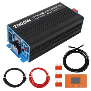 Garvee Upgraded 2000W Pure Sine Wave Inverter Features a Built-in 5V/2.1A USB Port with a hardwire Remote Controller.12V DC to 120V AC Converter for Home, RV, Truck