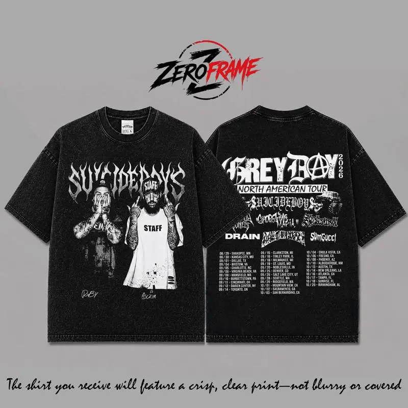 Retro Grey Day 2026 Tour Black Washed Shirt, Vintage G59 Graphic T-Shirt, G59 Design Streetwear Tee, Underground Rap Hip Hop Graphic Shirt, Concert Tour Merch Aesthetic, Heavyweight Cotton Unisex Tee, Gift For Music Fans